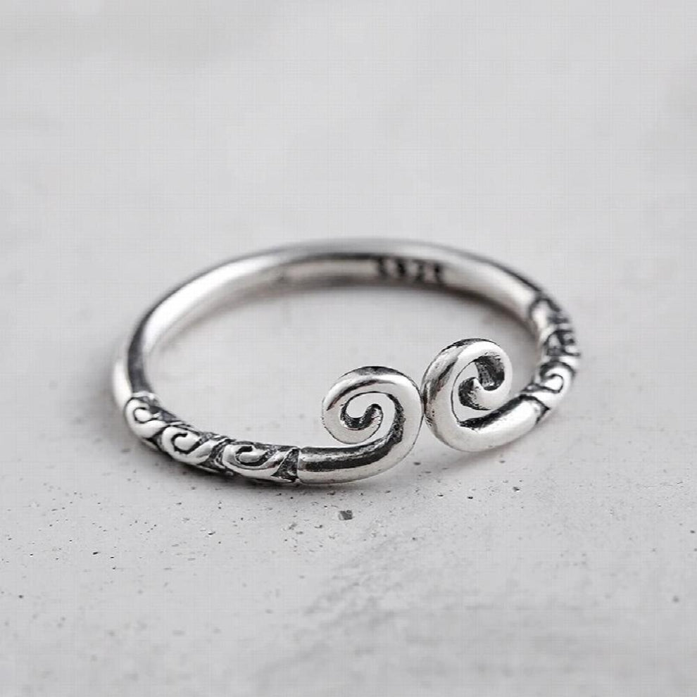 Retro Style 925 Sterling Silver hoops Open Rings For Women Vintage Jewelry Accessories hoop curse Ring