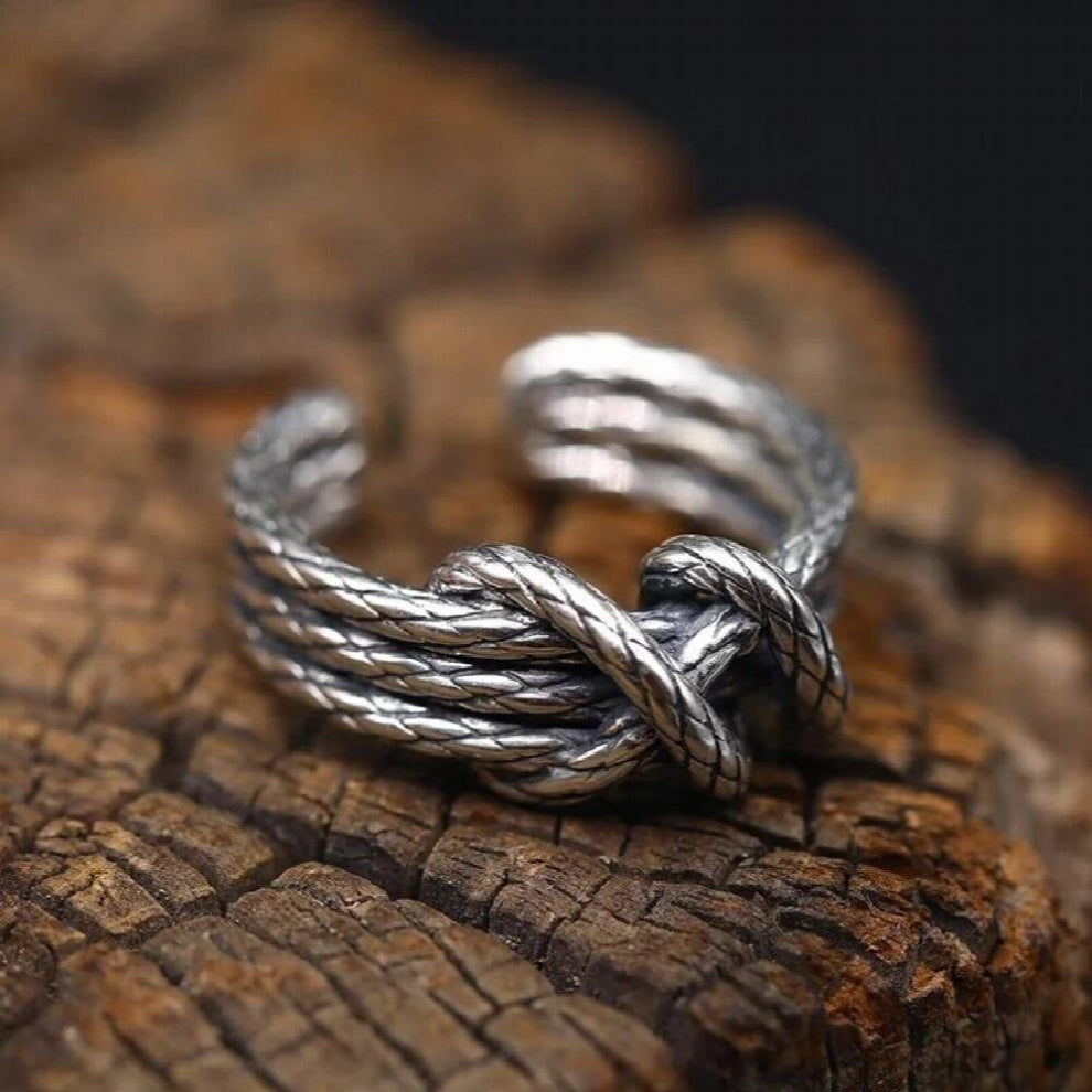 RG6891 Fine Jewelry?Wholesale?Fashion?New Woman Man Party Birthday?Wedding Gift Vintage Knitting Tai Silver Open Ring