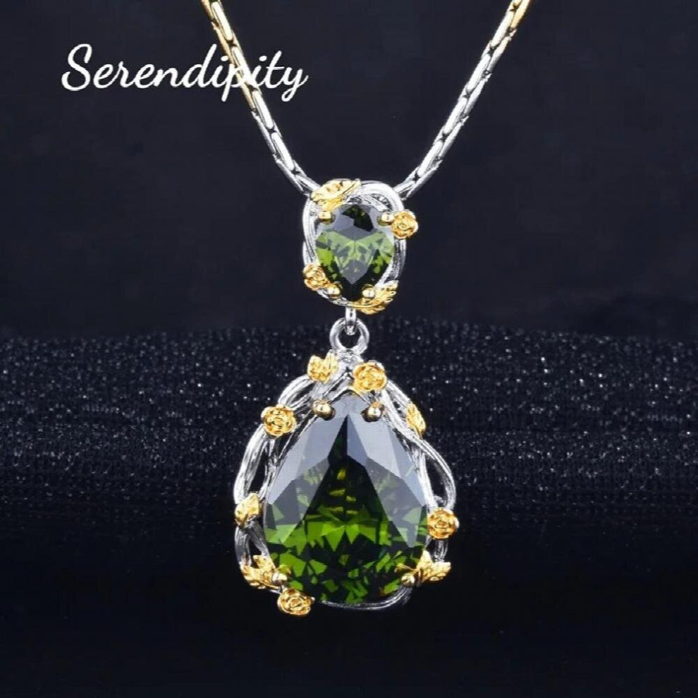 JE484 European Woman Girl Bride Mother Party Birthday Wedding Gift Flower Pendant+Ring+Earrings Jewelry Set