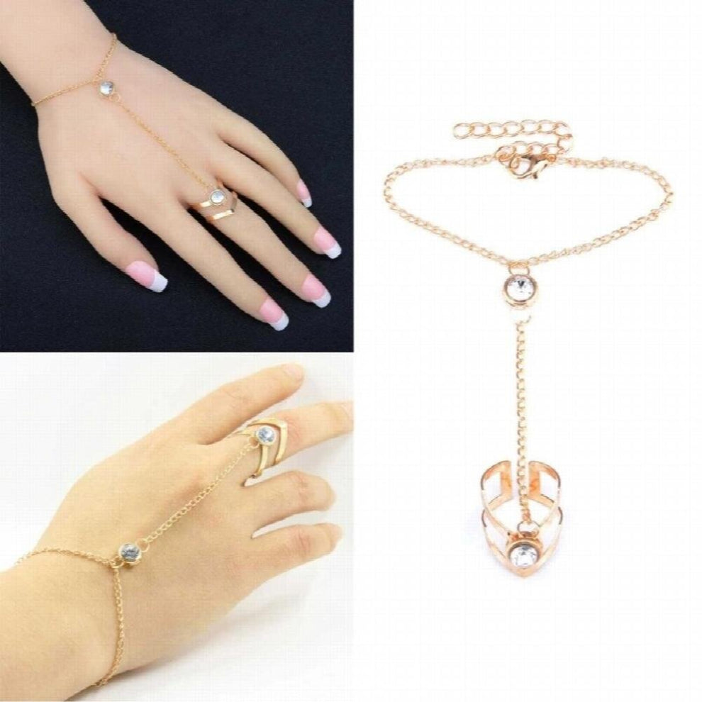 Vintage Rhinestone-Bracelet Ring Wrist Chain Jewelry Hollow Hand Back Bangle Female Women Arrow-Bracelet Jewelry