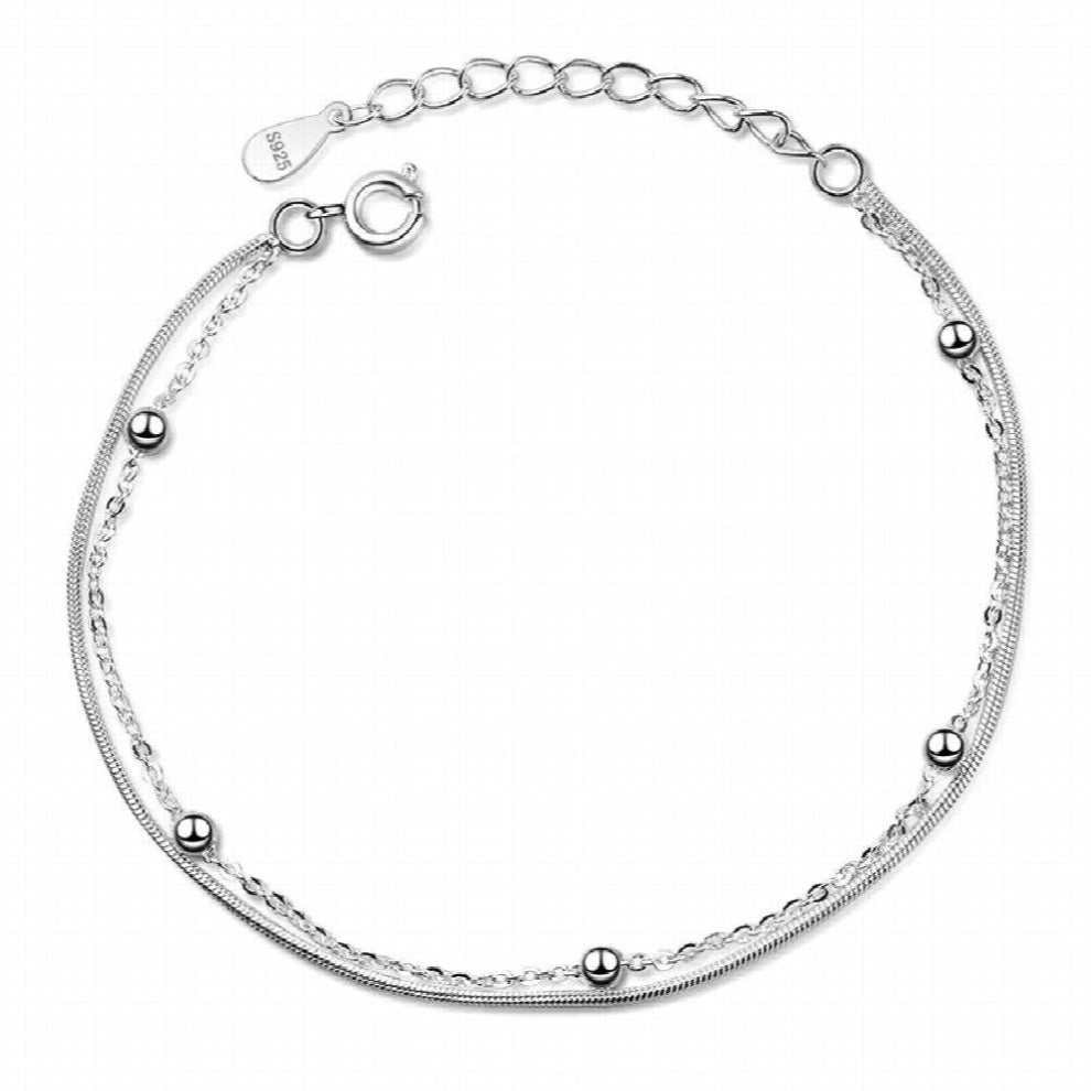 Double Layer Light Bead Bracelet for Women Glossy Snake Bone Chain Bracelets Jewelry Accessory Gift