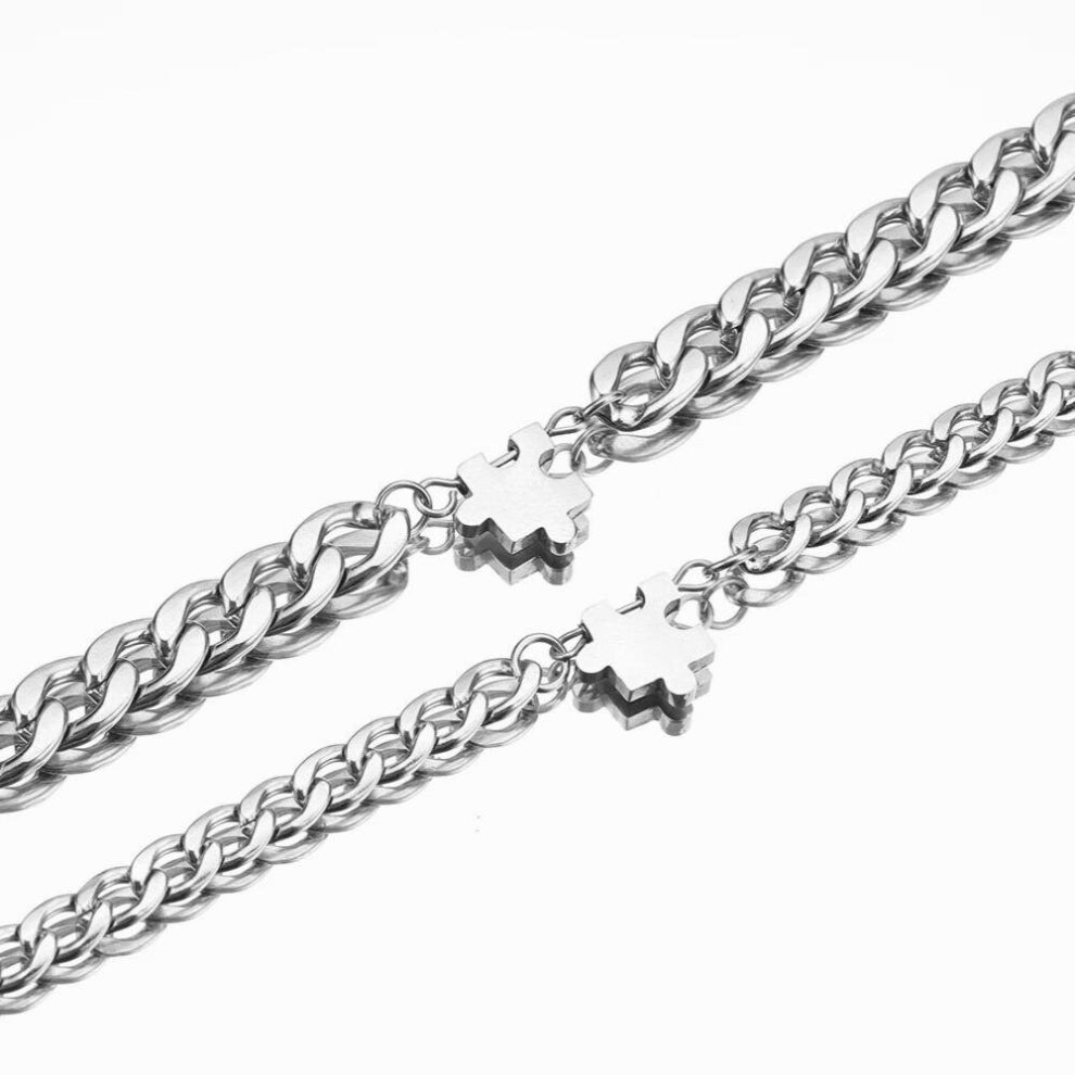 2pcs-set stainless steel Building block puzzle bracelets for titanium steel set bracelet for men women jewelry