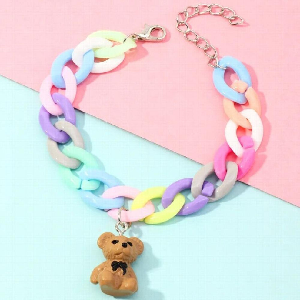 Funny Cookie Resin Ice Cream Donuts Bear Pendant Acrylic Charms Bracelet Bangles for Girls Kids BFF Birthday Jewelry
