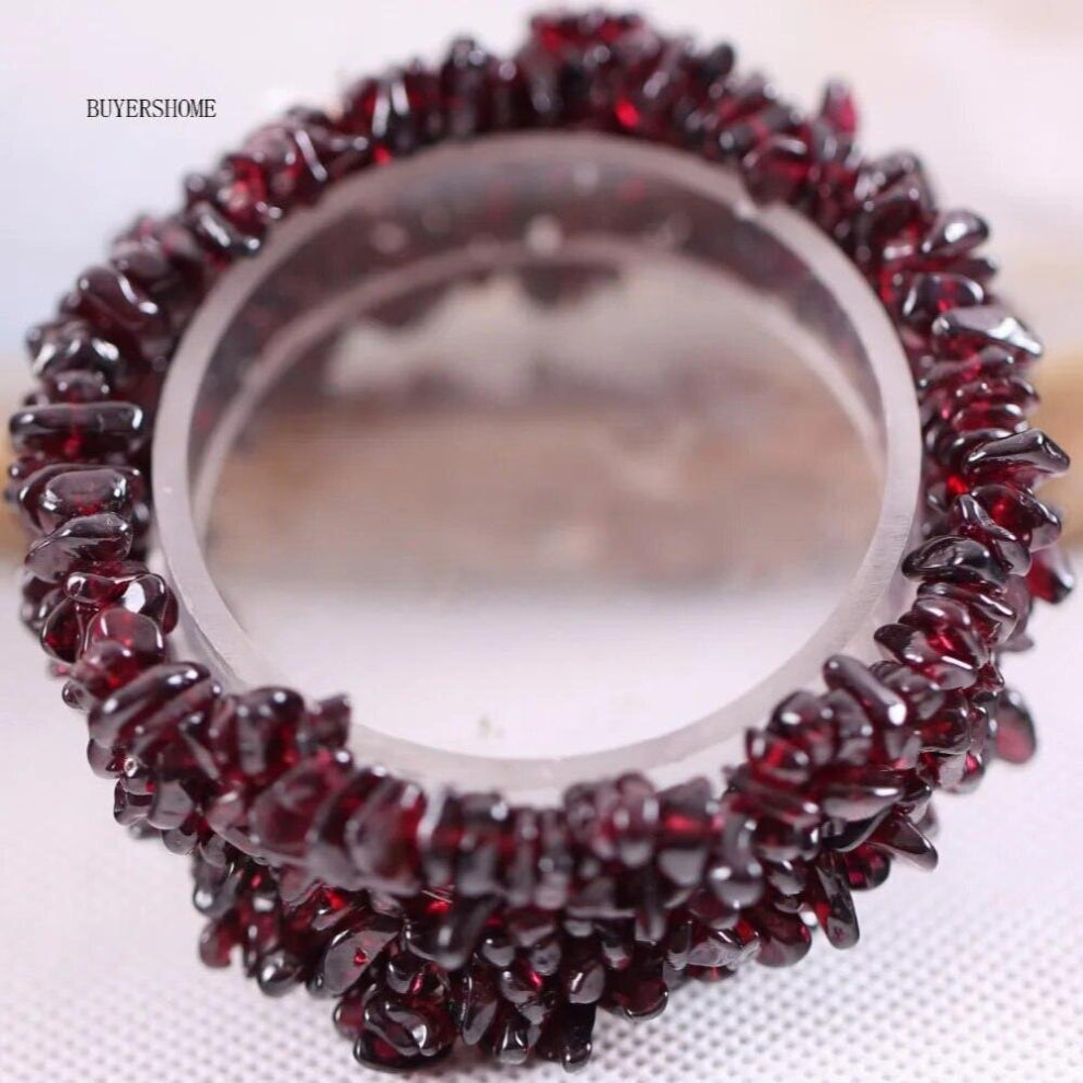 Weave Chip Bead Wrap Bracelet Natural Stone Pulseras Red Garnet Stretch Strand Bracelet for Women H041