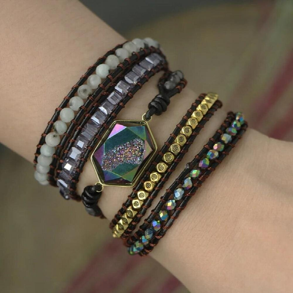 Boho Beads 5 Strands Wraps Bracelet Bangle Women Gift Leather Bracelet