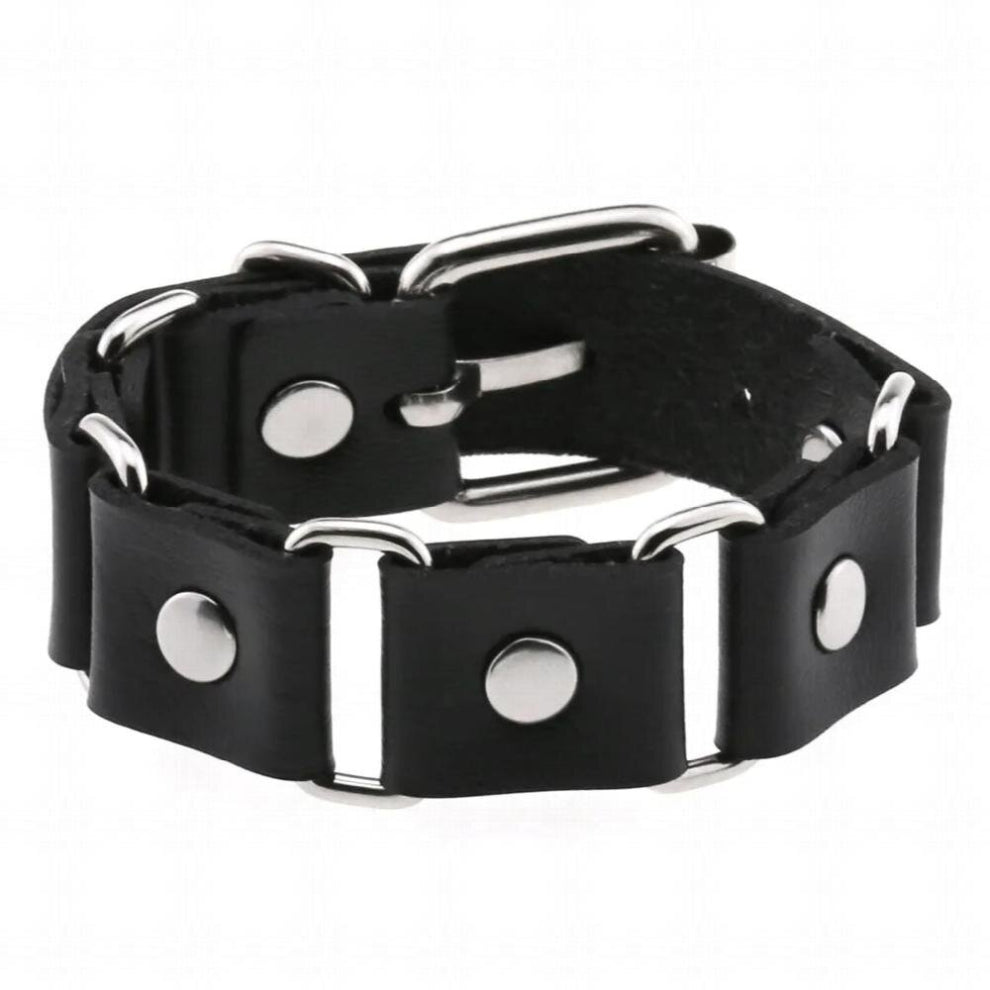 Leather Bracelet Punk Goth Wrist Cuffs Bracelet Gothic Rivet Buckle Wristband for Men Women Accessories
