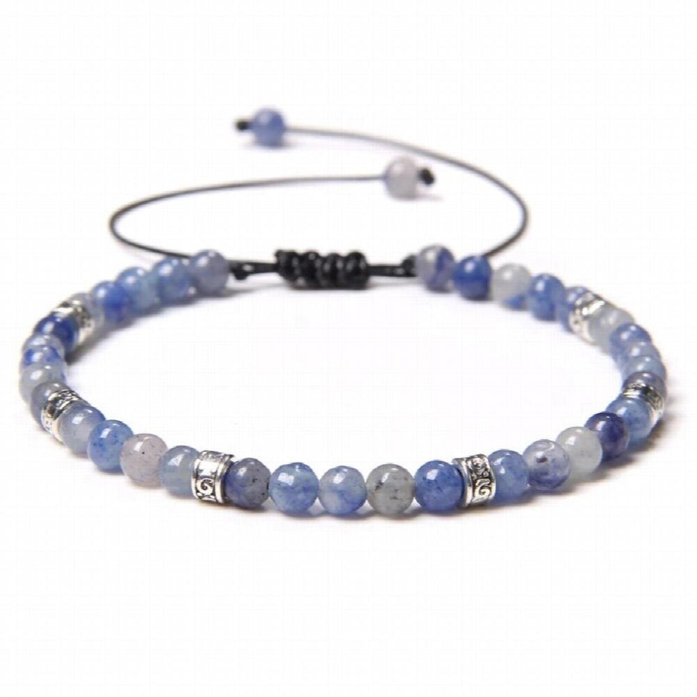 Adjustable 4mm Stone Beads Bracelet Sodalite Chalcedony Woven Bangle Braided Bracelets For Women Men Reiki Jewelry
