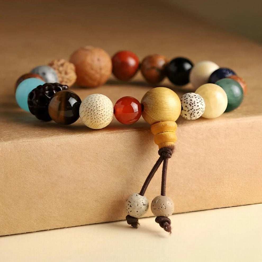 Buddhist Beads Pendant Hand String Eighteen Seeds Wood Chanting Bracelet Handheld Rosary Sandalwood Bracelets Jewelry