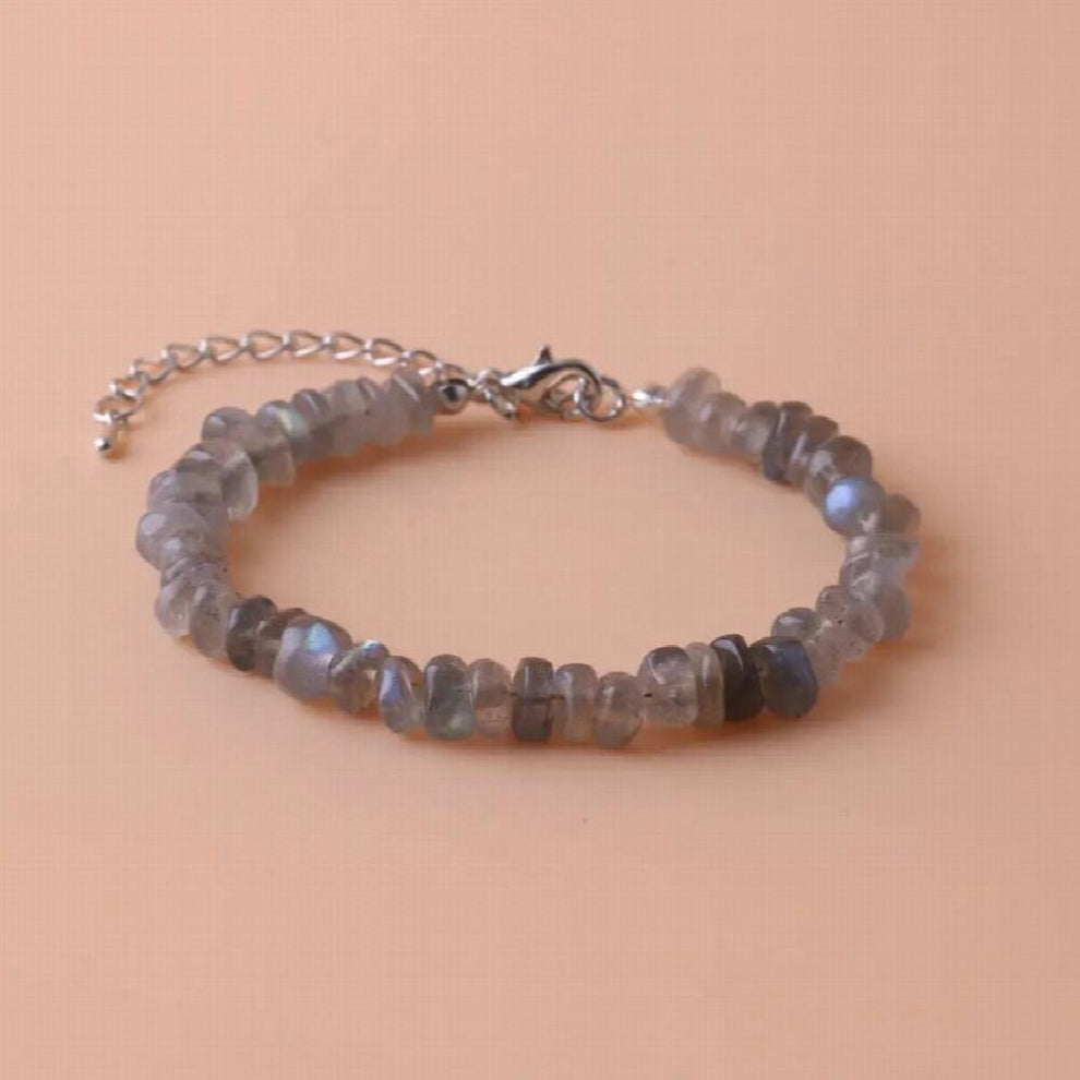 Natural Irregular Chip Stone Bracelet Moonstone Labradorite Pink Quartz Bracelets & Bangles Crystal Wristband For Women Jewelry