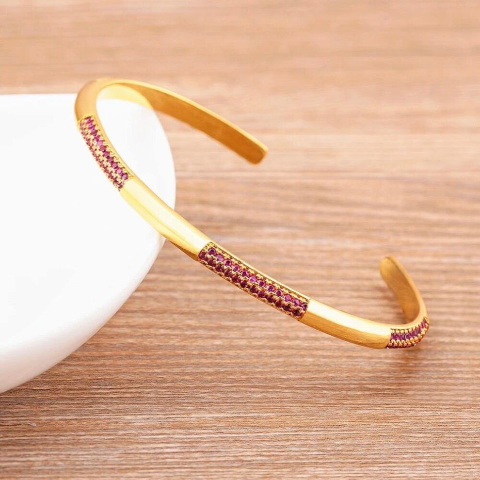 Rainbow Rhinestone Zircon Cuffs Bracelet Women Open Bangles Adjustable Jewelry