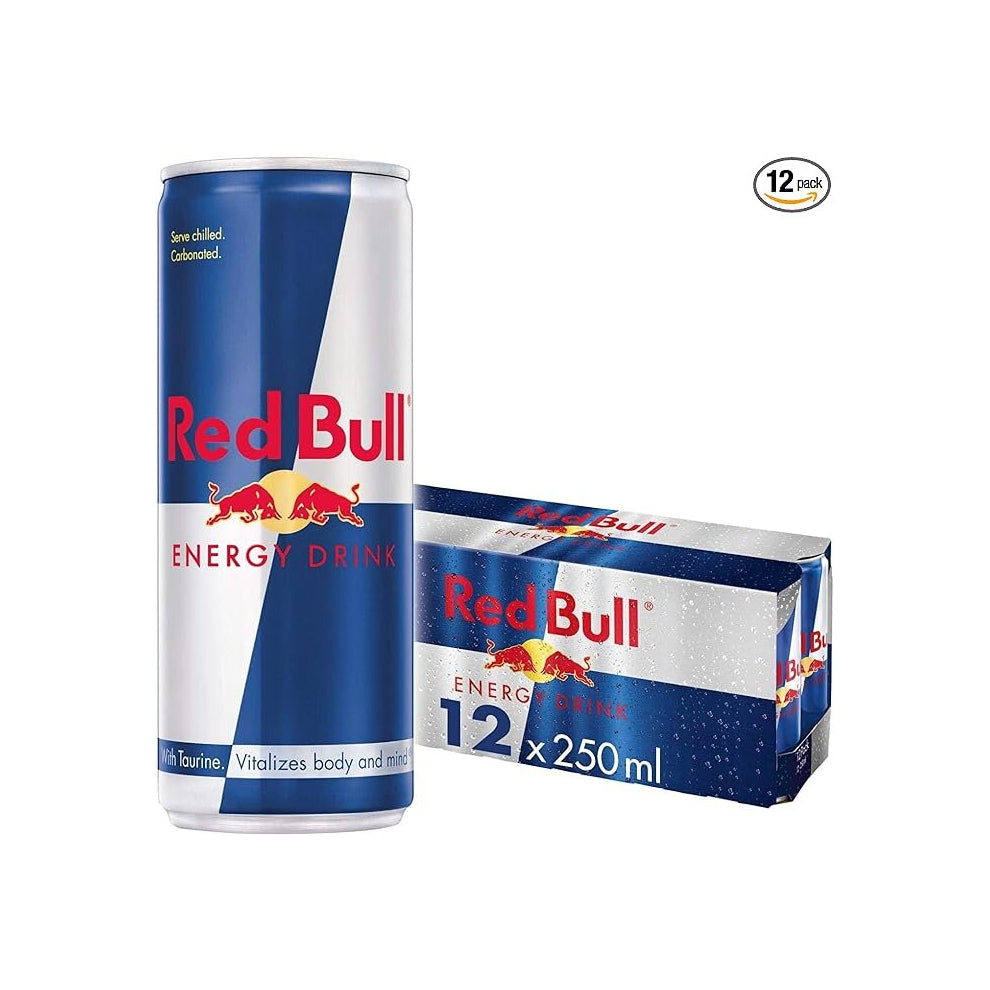 Red Bull Energy Drink 250 ml x12 - Caffeinated, Vitalizes Body and Mind, Serve Chilled
