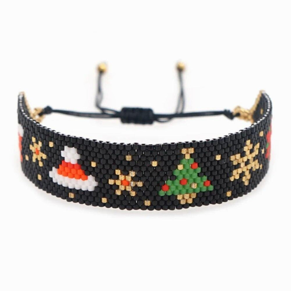Rice bead bracelet Christmas Tree Christmas Hat Heart pattern geometric rhombus Hand knitting Bohemian Beaded bracelet