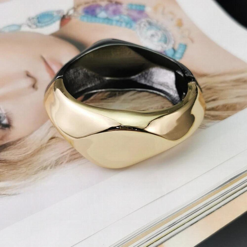 Punk Metal Glossy Surface Geometric Cuff Bracelets For Women Statement Mix Irregular Big Bangle Jewelry