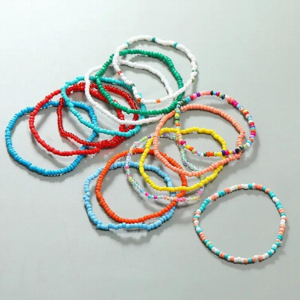 7 Pcs-Set Multicolor Boho Elastic Seeds Beaded Bracelets for Women Jewelry Personality Party Gift