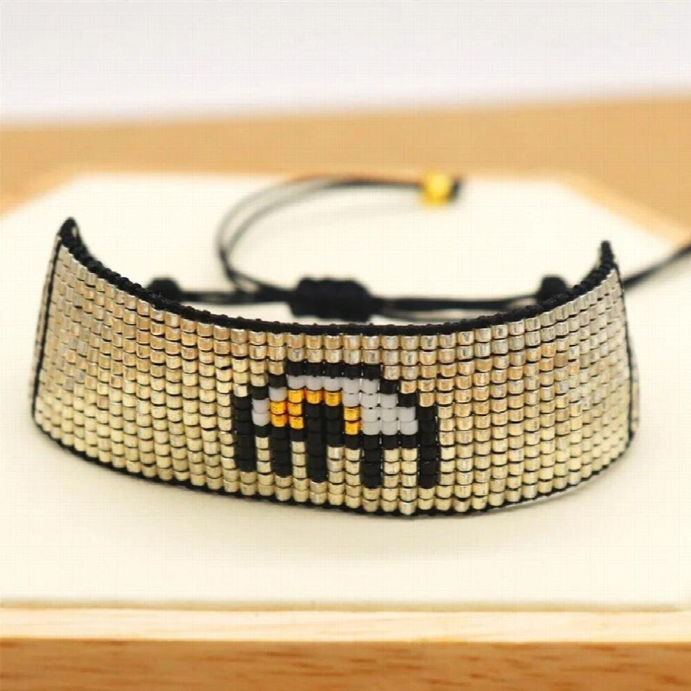 Beaded bracelet Vintage personalized Jellyfish Eyes graphic Hand knitting Adjustable Bohemian Rice bead bracelet