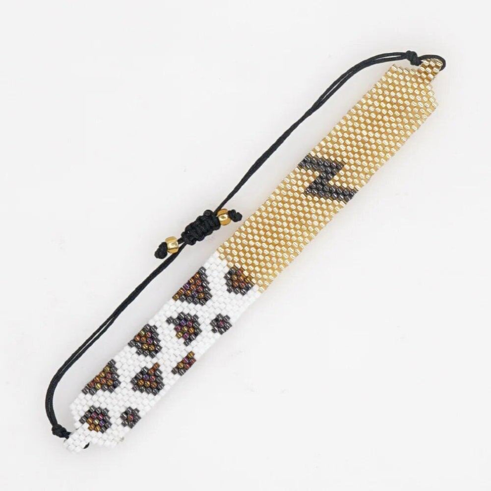 Rice Bead Bracelet Hand knitting Beading Leopard Print lightning Bohemia Adjustable Bracelet