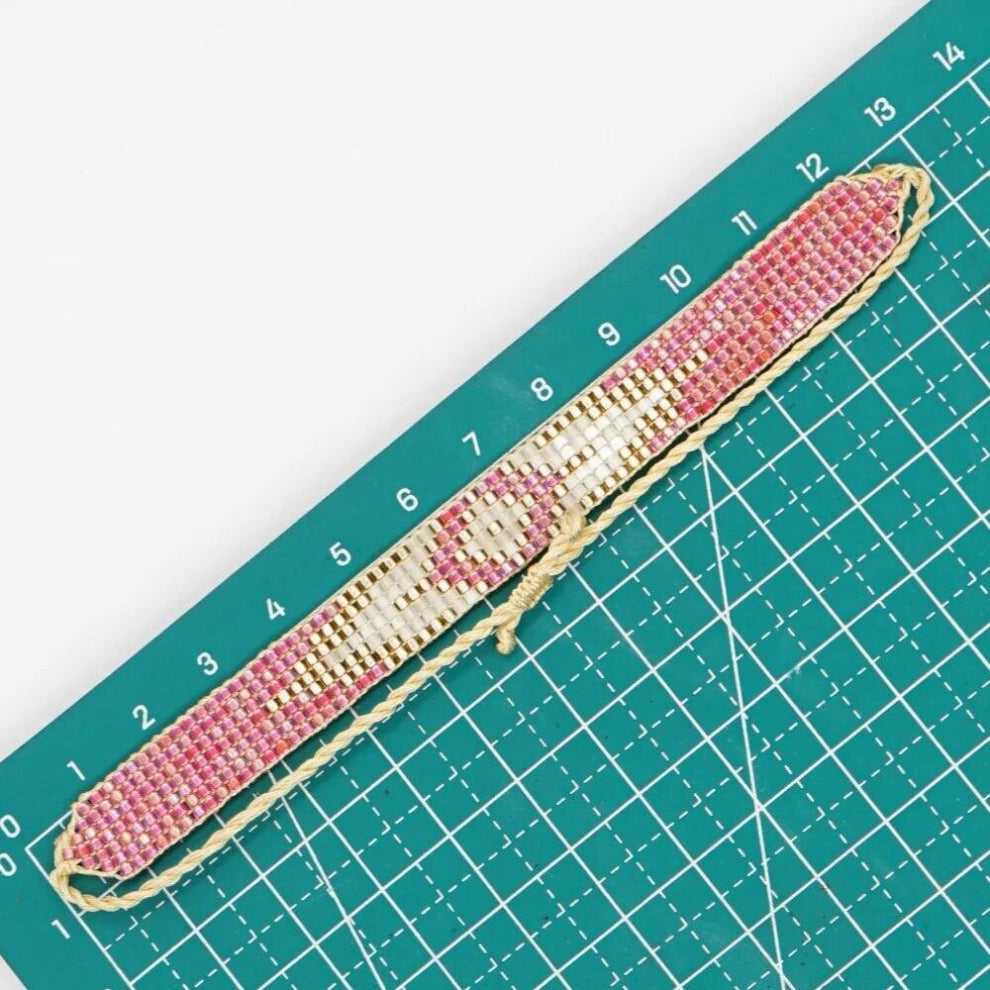 Beaded bracelet Geometric Rhombus Minimalist Gradient Hand Knitting Adjustable Bohemian Rice bead bracelet