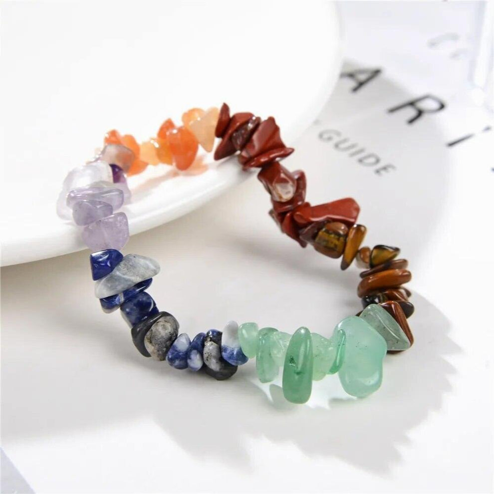 Natural Stone Colorful Tourmaline Bangle Crystal Chip Irregular Gravel Strand Bracelet for Women Girl Jewelry Y949