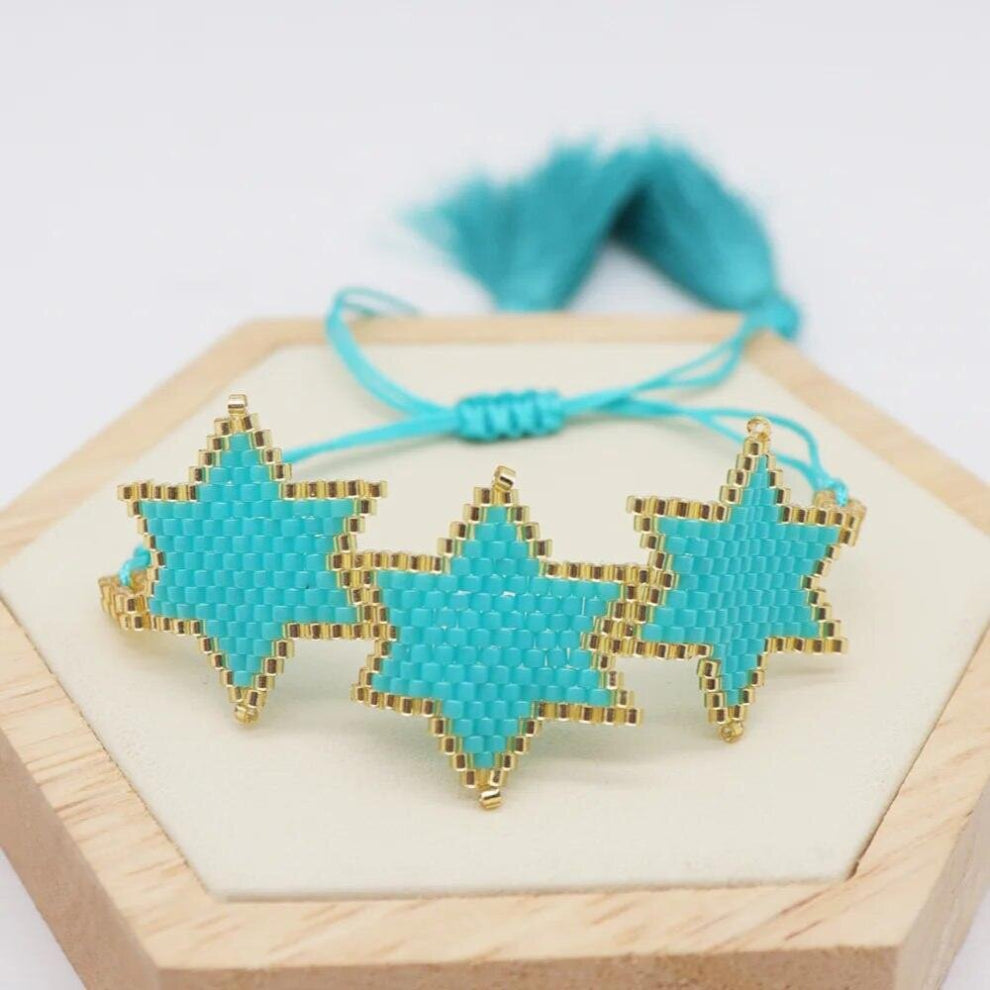 Rice Bead Bracelet Hand knitting Hexagonal star geometry Bohemia Adjustable Unise Beaded Bracelet