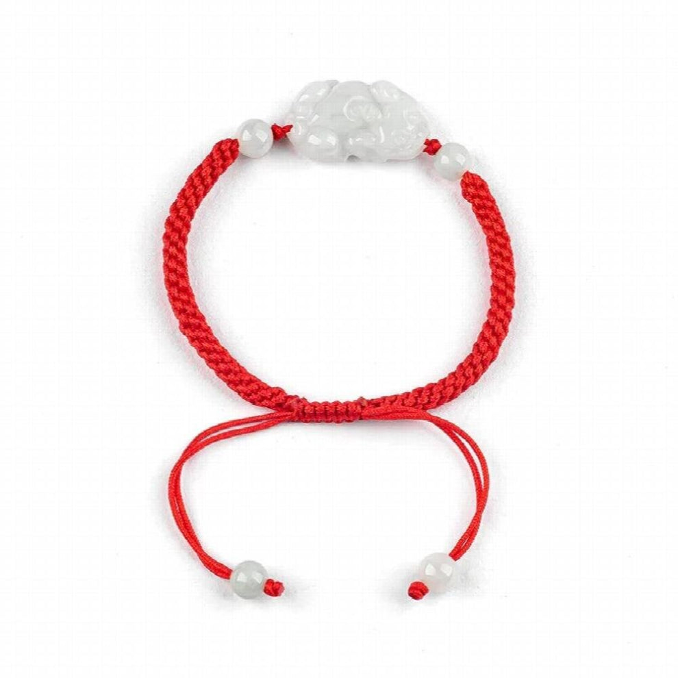 Natural A Jade Pixiu Hand Woven Red Rope-Coffee Rope Bracelet Gift
