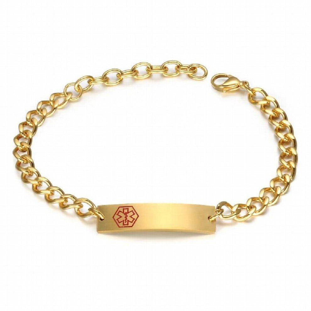 Womens Mens Bracelet Stainless Steel Engraved Medical Alert ID bracelet Link Chain Bracelet Monitoring Awareness Emergency