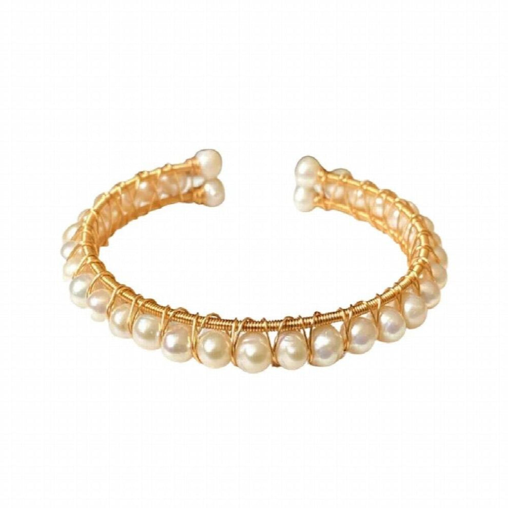 Natural Fresh Water Pearls cuff Bangles&Bracelets For Women Girls Wedding jewelry
