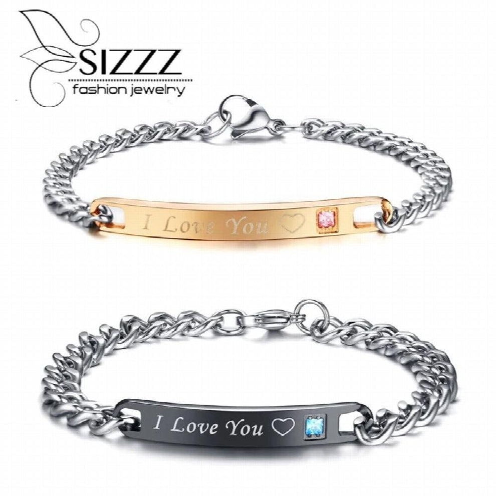 of titanium steel zircon couple bent couple bracelet&bangles for women-men