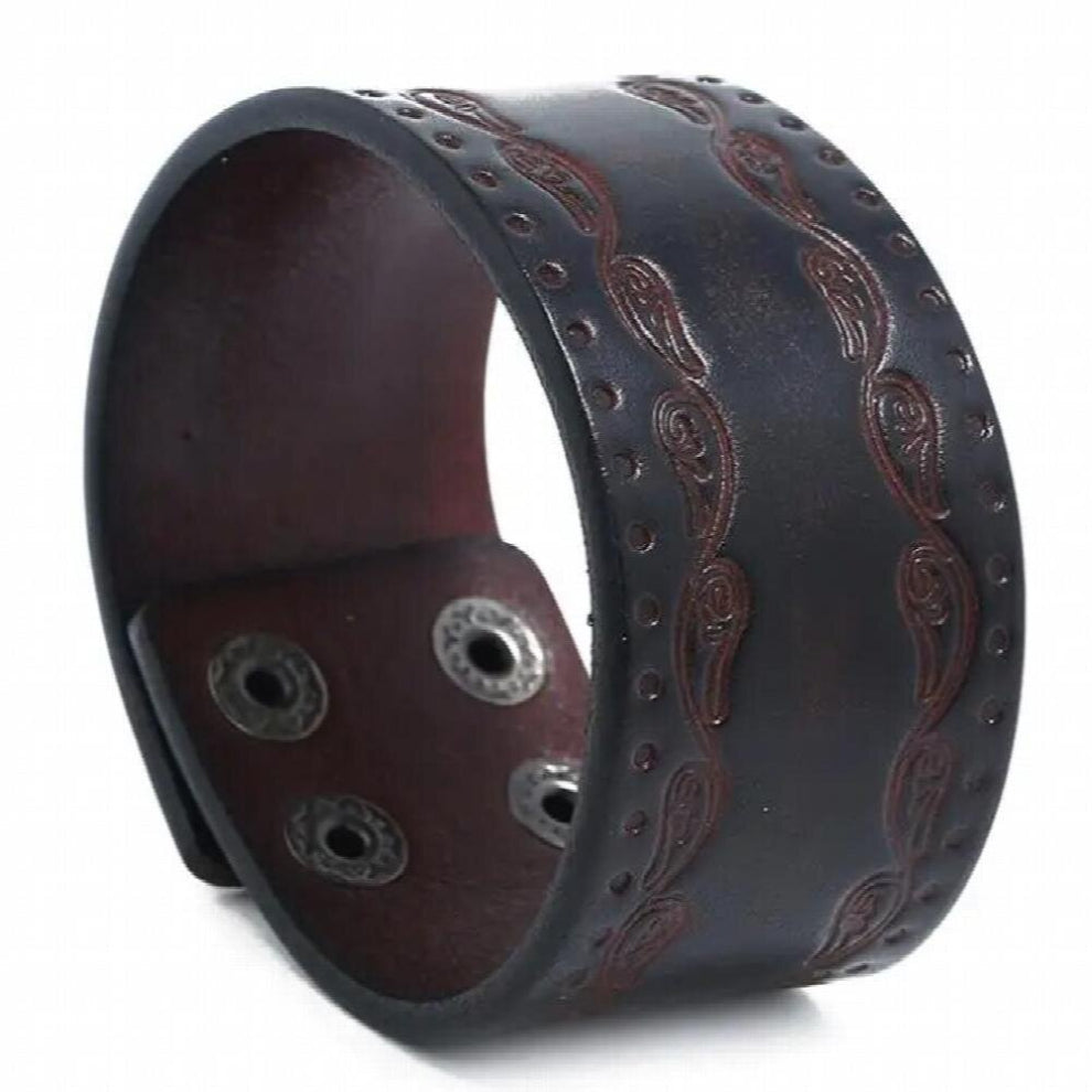 Vintage Wide Leather Wristbands Retro Cowhide Adjustable Cuff Bracelets Rock Punk Gothic Bangles Wrap Men Biker Jewelry