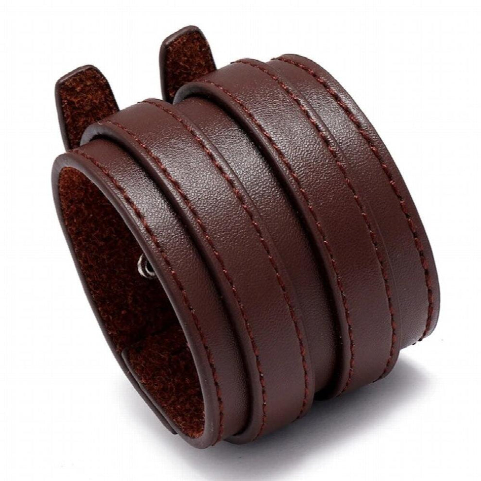 Punk Wide Leather Cuff Bracelet Brown Charm Bangle Wrap Wristbands Women Men Biker Gothic Rock Jewelry Gift