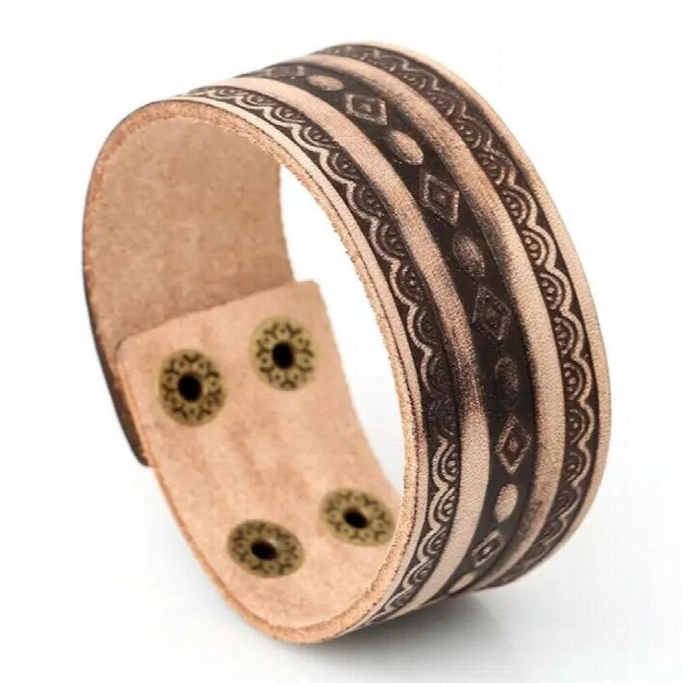 Unique Wide Wristbands Vintage Leather Bracelet Cuff Retro Ethnic Charms Women Men Biker Jewelry Punk Casual Bangle Wrap