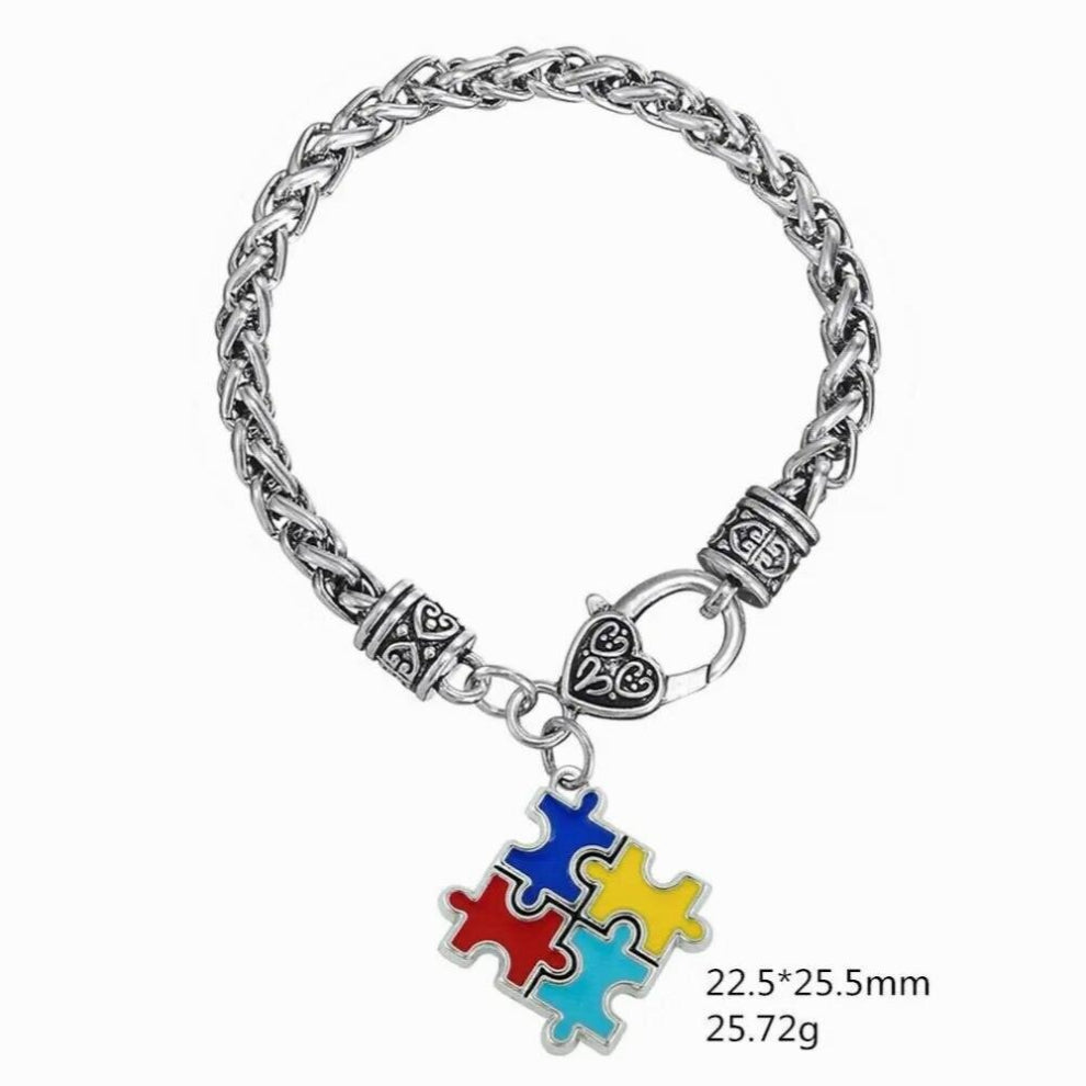 Bracelets For Women Men Metal Autism Awareness Puzzle Autistic Charm Bracelet & Bangles