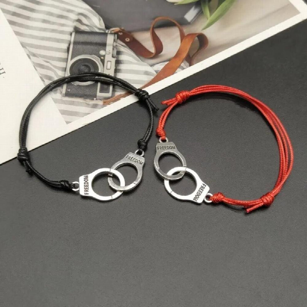 2 PCS Couple Bracelet Red Adjustable Handcuff Bracelet Gift For Girlfriend Men Women