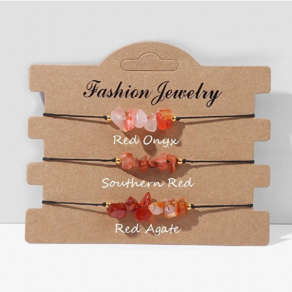 3Pcs-Set Irregular Stone Bracelet Natural Agates Crystal Chips Beads Bracelet Adjustable Braided Bangle For Women Jewelry Men