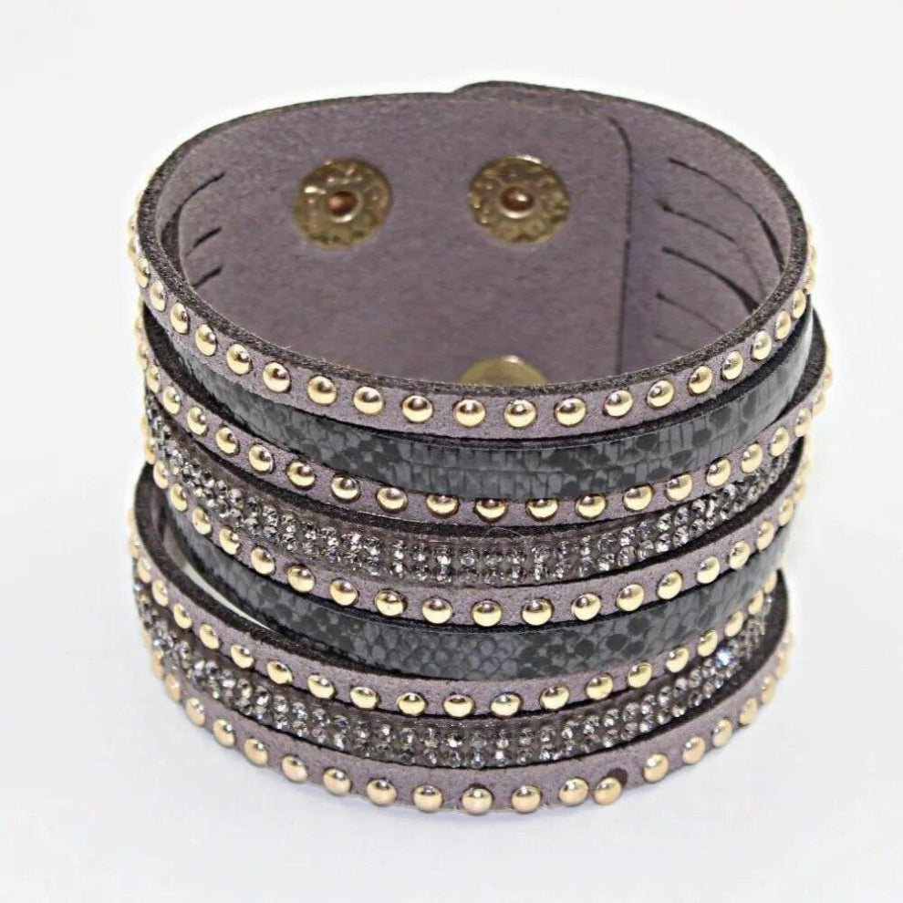 1 pc-lot Style Hot Selling Jewelry Bohemian 8 Layers Snake Rhinestone Leather Bracelet&bangle For Party
