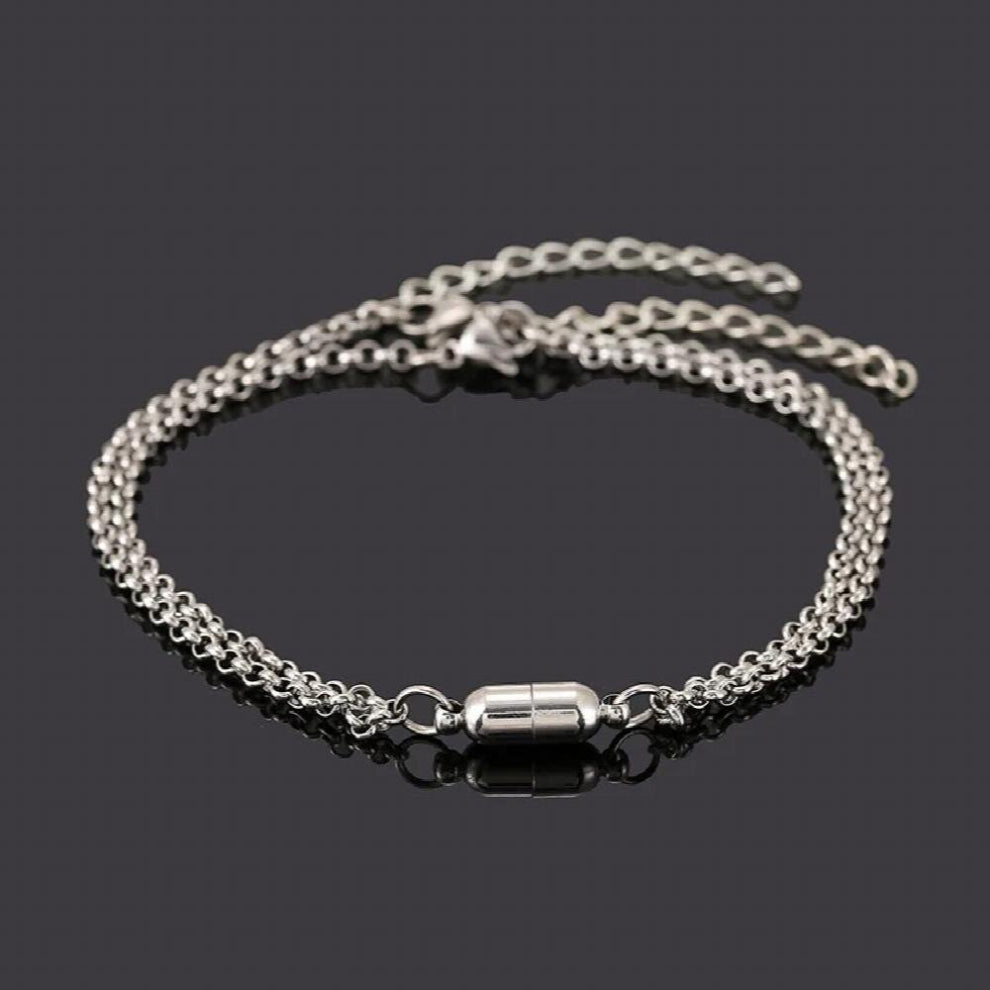 2pcs - Set Steel O-Shaped Magnet Bracelet for Couples 4mm Stainless steel Charm Attractive Men and Women ValentineDay HOT