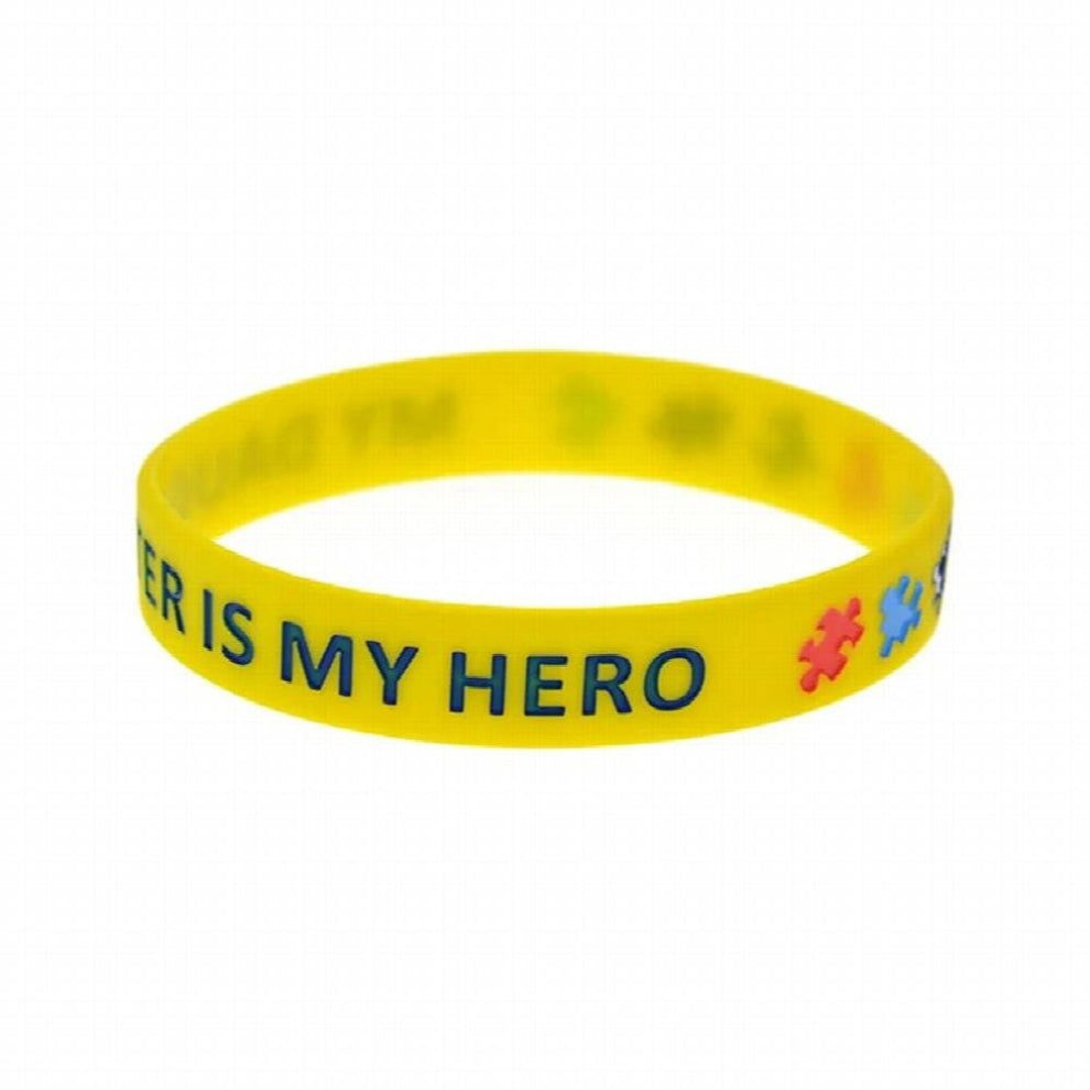 1pc My Daughter is My Hero Silicone Rubber Wristband with Autism Puzzle