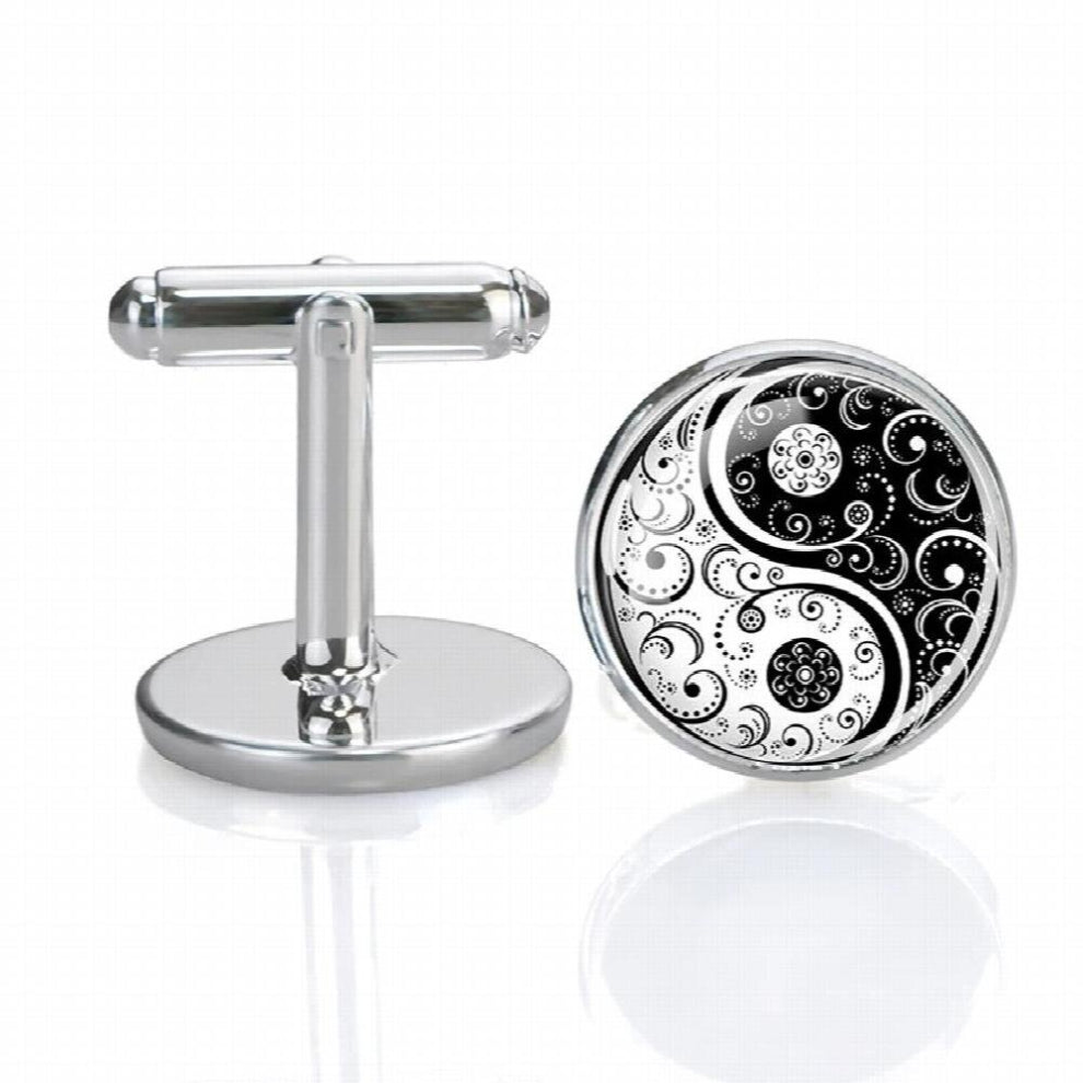 Yin Yang Symbol Cufflink Men Silver Suit Cufflinks Yin Yang Tai Chi Accessories Gift for He
