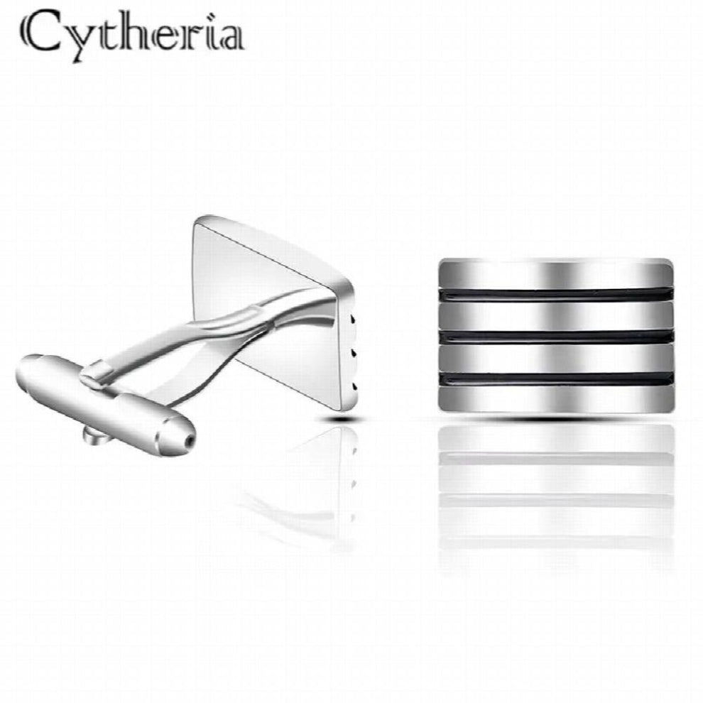 arrival mens cufflinks silver stripe square cufflinks gentleman suit accessories party