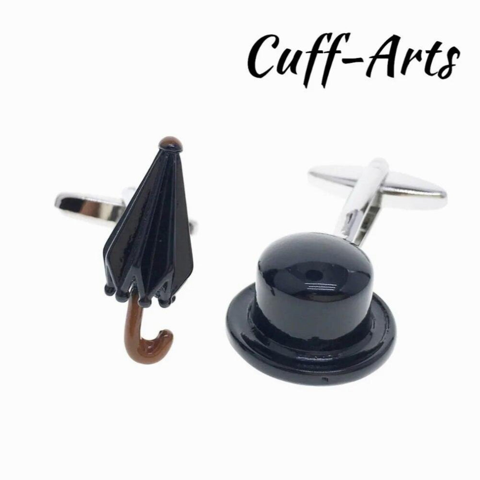 Retail Novelty Bowler Hat & Umbrella Cufflinks High Brass French Shirt Cufflinks C10225