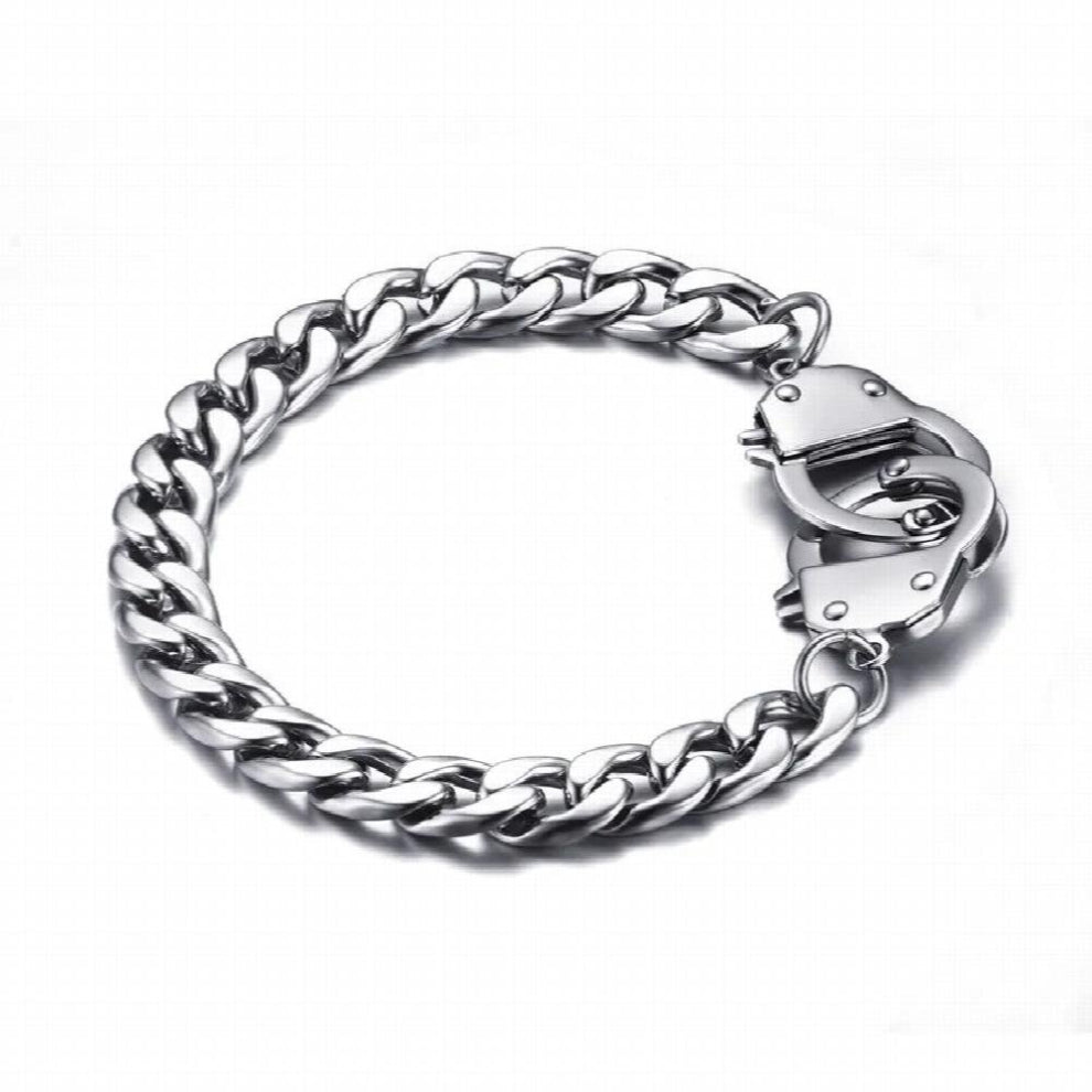 Handcuff Bracelet for Women Men Promise Jewelry Stainless Steel Chain