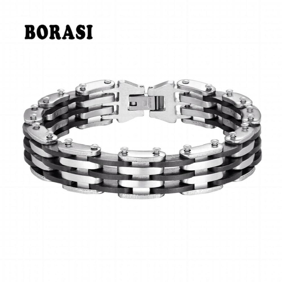 Very Men Jewelry Silicone Biker Bicycle Motorcycle Chain Mens Bracelets & Bangles Stainless Steel Bracelets For Men