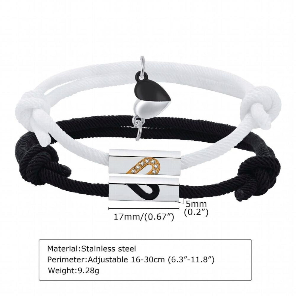 2pcs-set Couple Bracelet Stainless steel Magnet Heart Shape Puzzle Friendship Bracelets Braid Rope Jewelry Gift For Men Women
