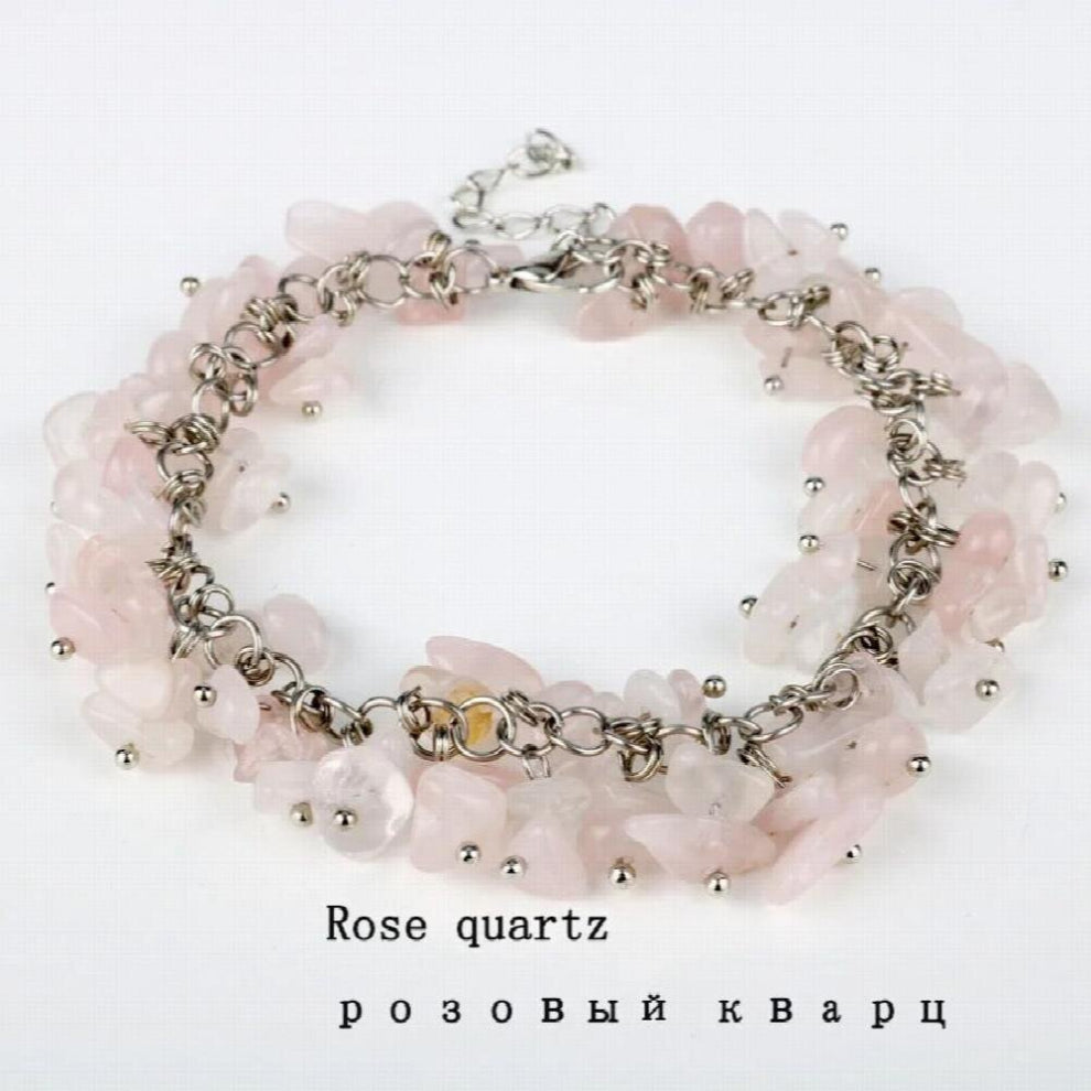 Natural Stone Birthstone Chip Bracelet Women Bohemia Bracelets