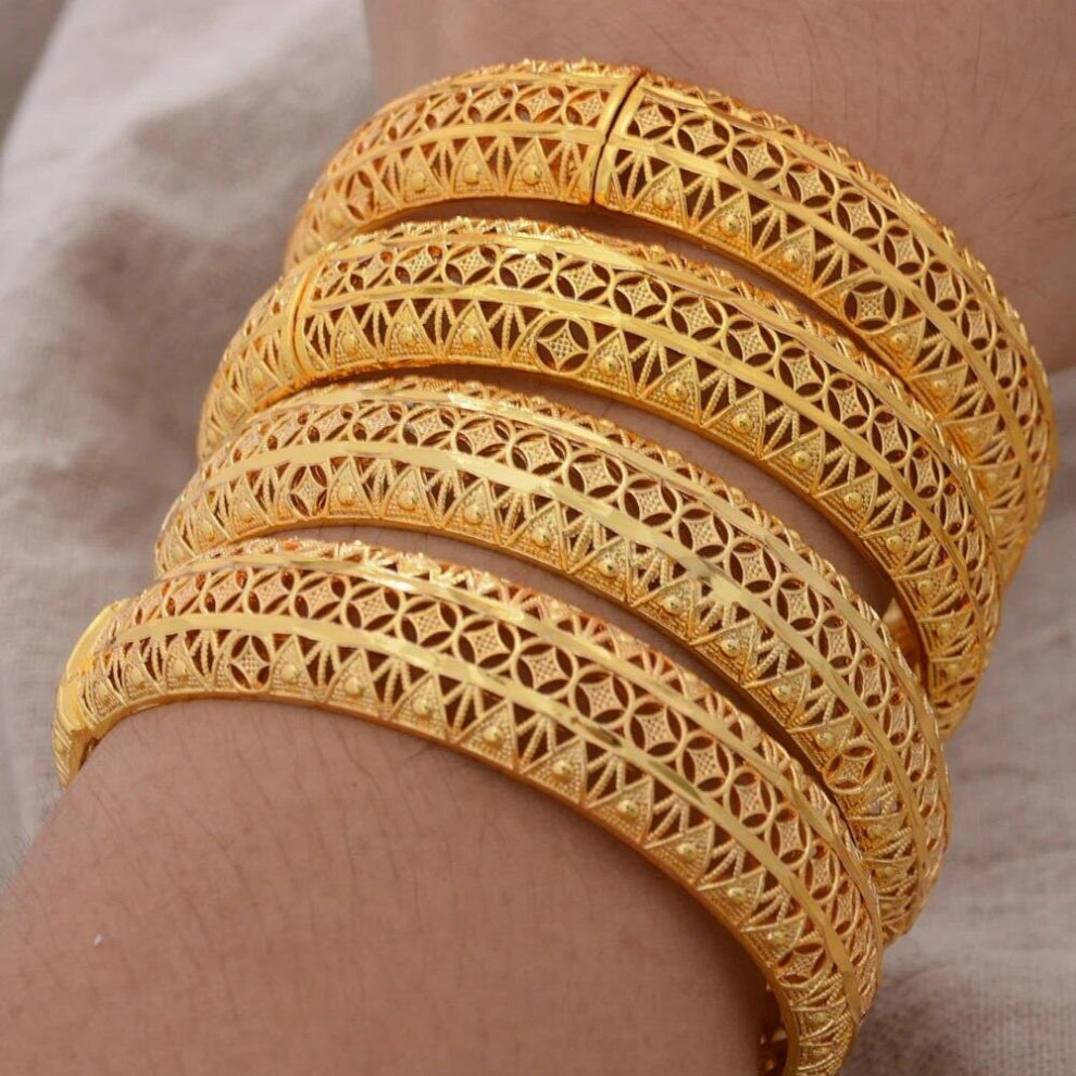 4Pcs-set 24K Dubai Bangles for Women Ethiopia wedding Bangles&Bracelets Africa Saudi Arabia jewelry Party