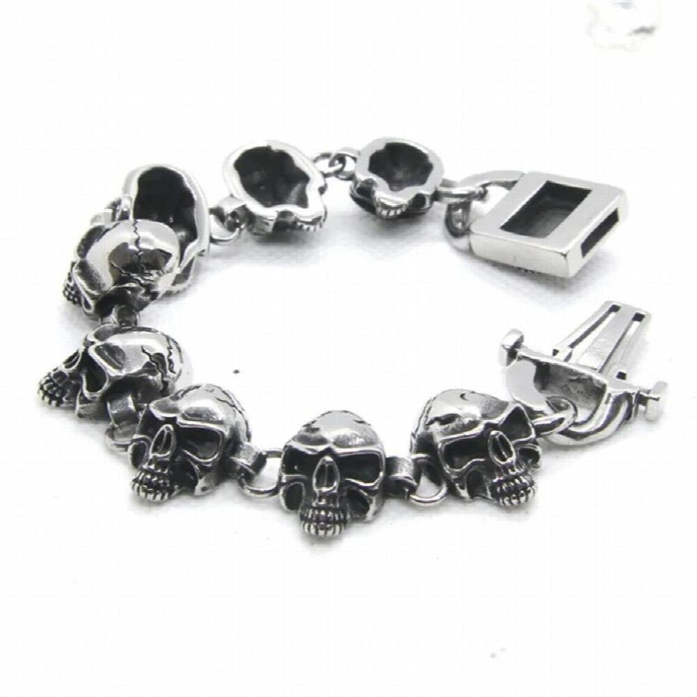 Lenght Skeleton Bracelet 316L Stainless Steel Hiphot Style Biker Bracelet