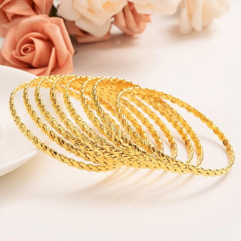 4pcs 24k Ethiopian Jewelry Bangles For Women Dubai Ramadan Bangles&Bracelet African-Arab Weeding jewelry Gift
