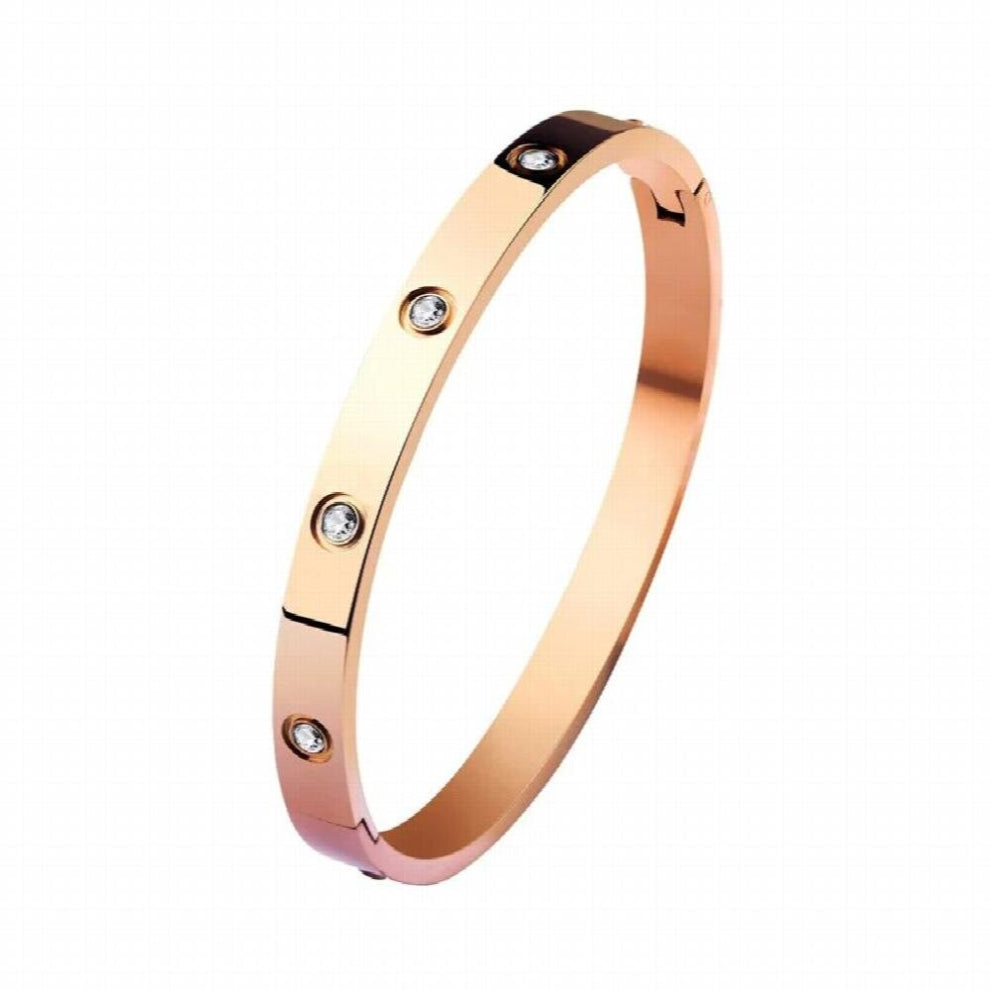 1pcs Rose Bracelet Women Light Style Stainless Steel Oval With Diamonds Glossy Independent Package Decorations
