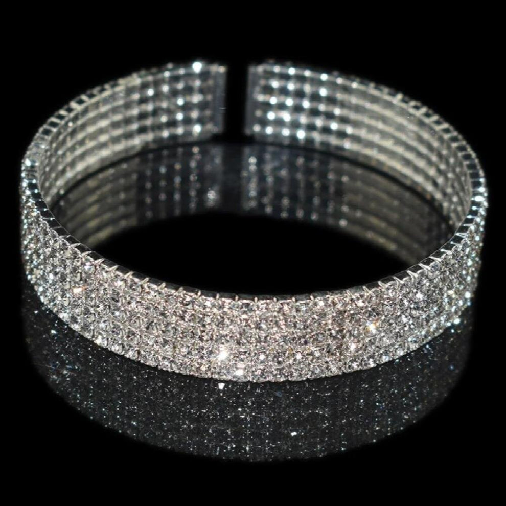 Opening Cuff Bangle&Bracelet For Women Charm Crystal Adjustable Bangles Romantic Wedding Jewelry