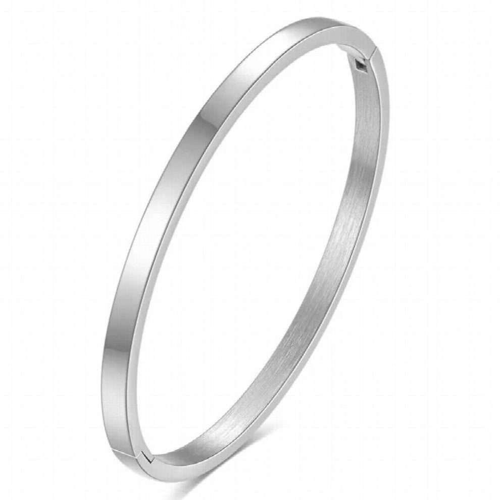 4mm Stainless Steel Glossy Stackable Thin Bangle Bracelet for Women Solid Plain Polished Bracelet for Love