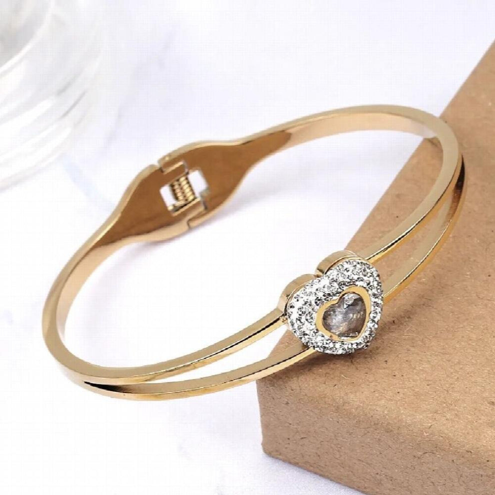 Heart Bracelet For Women Charms Cuffs Bracelets On Hand Stainless Steel Jewelry Woman Accessories Cubic Zirconia Jewelry